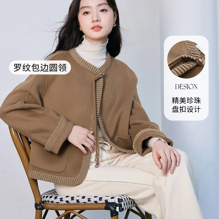 【直播专享】V641674毛呢外套香影新中式纯羊毛短外套春盘扣