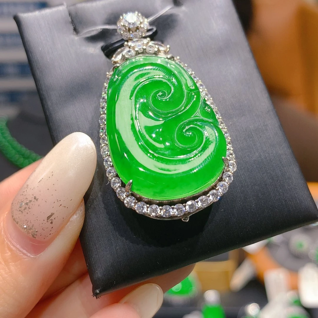 【闪购商品】颈饰银S925镶嵌翡翠5柒姐