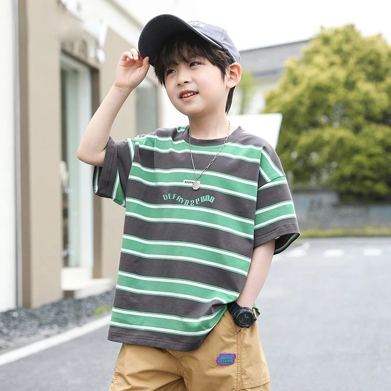 男童纯棉t恤2025夏季新款半袖中大童夏装儿童装宽松上衣潮