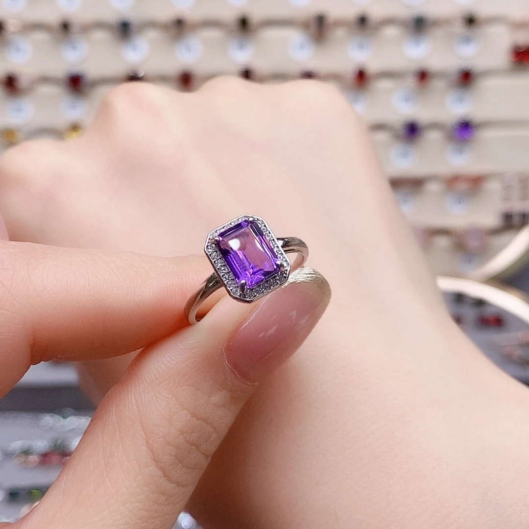 水晶戒指银S925镶嵌戒指