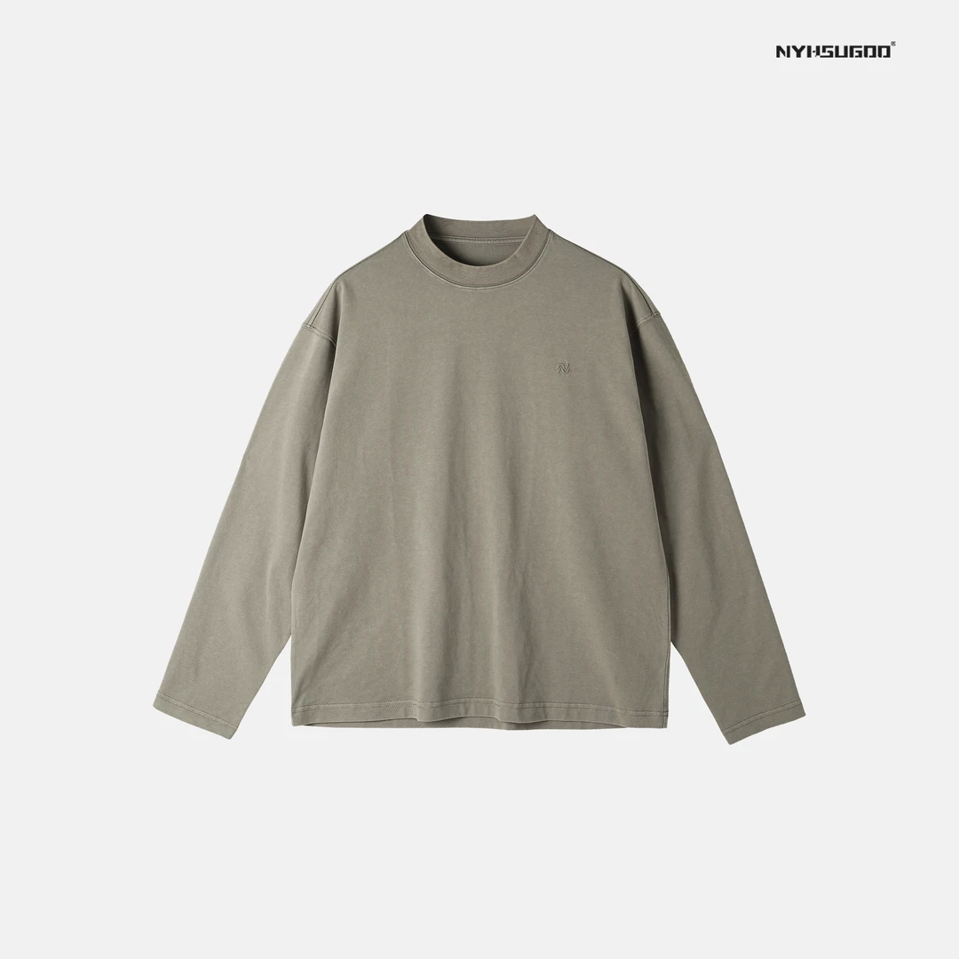 NYHSUGOO/南乙3505春季新品男士韩系极简长袖T恤重磅简约上衣