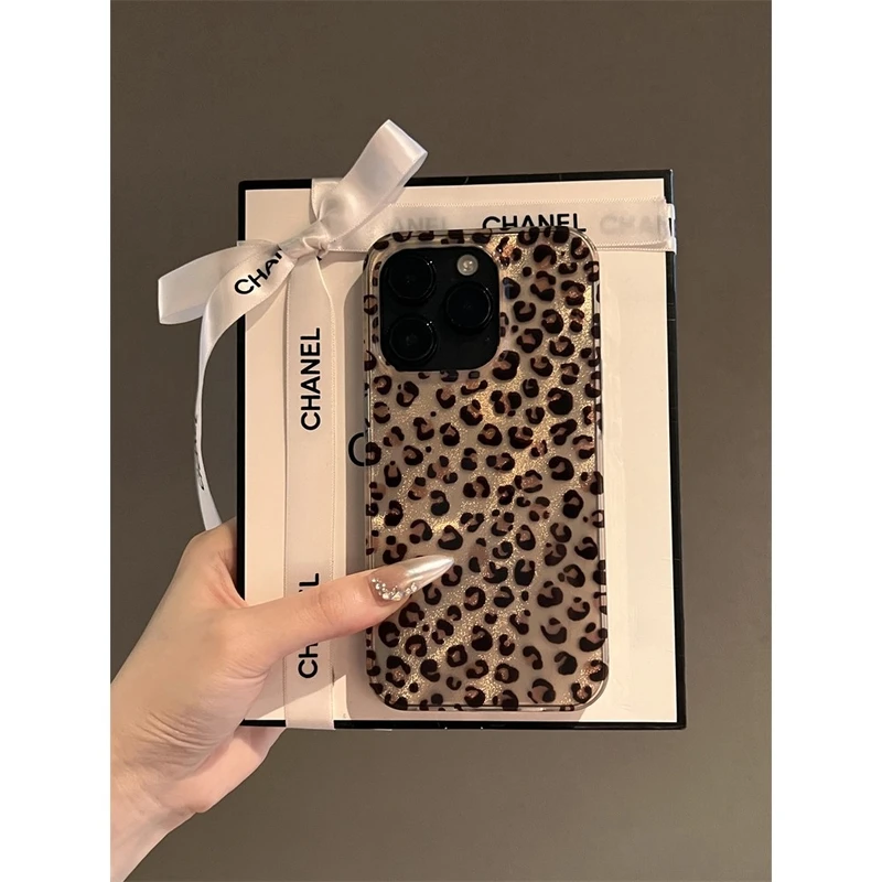 奢华羽纱棕豹纹适用苹果16手机壳新款iphone16pro/15保护套小众14