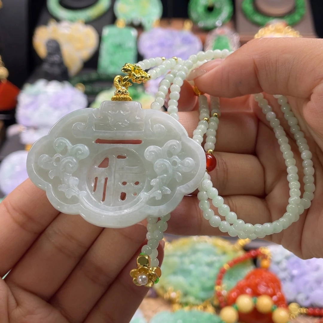 翡翠未镶嵌颈饰代编织