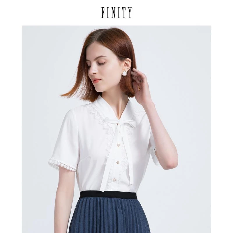 【粉丝专享】FINITY 洋气修身衬衫高端休闲遮肚子蕾丝 F21UC7978C