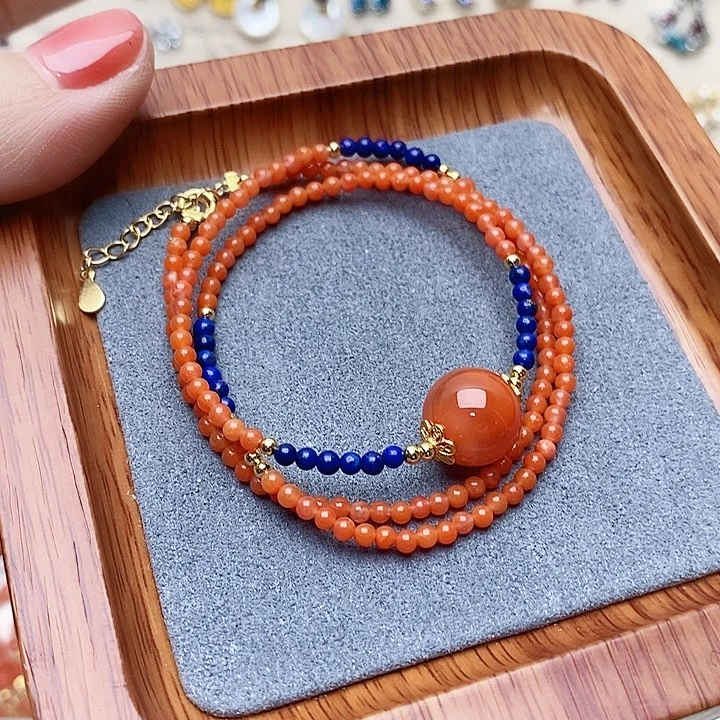 南红玛瑙手链银S925镶嵌吊坠