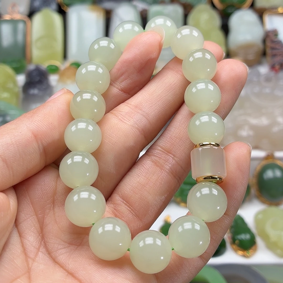 和田玉未镶嵌颈饰高冰精品12漏