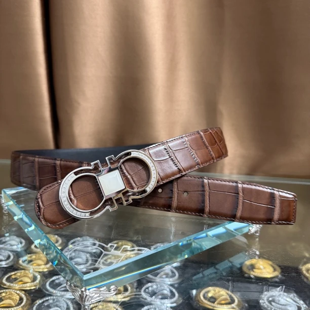 菲拉天然玉石新款皮带男士百搭高档休闲牛皮腰带青中老年时尚商务