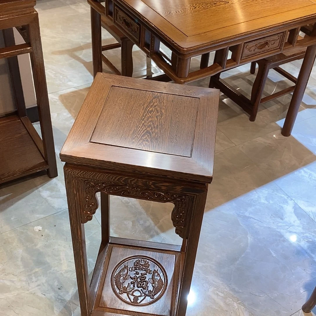 鸡翅木类成套家具80高花架