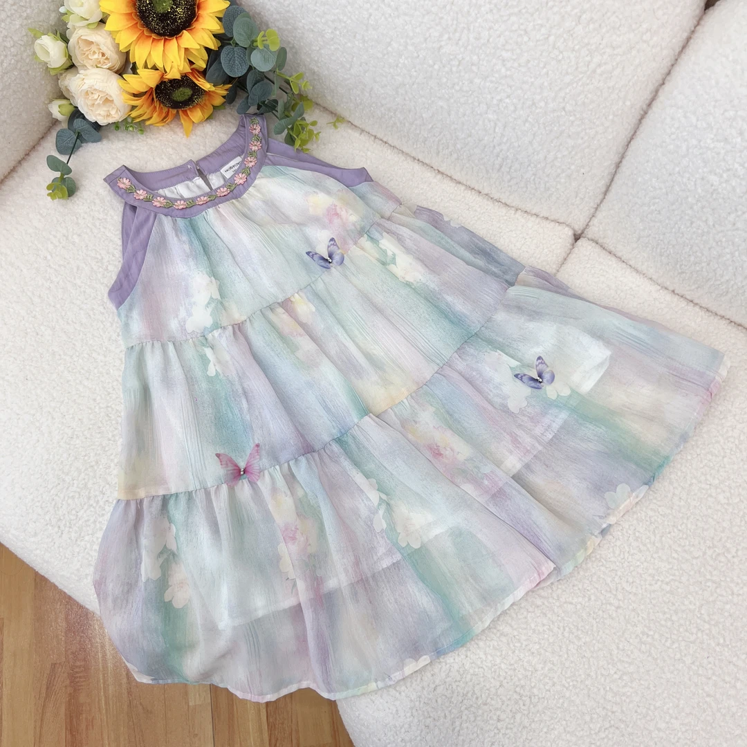 2025夏季新款女童甜美满印仙气连衣裙17630470086