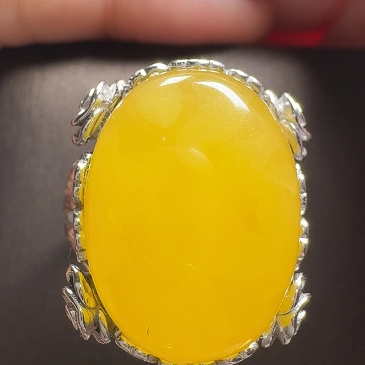 蜜蜡银S925镶嵌戒指戒指