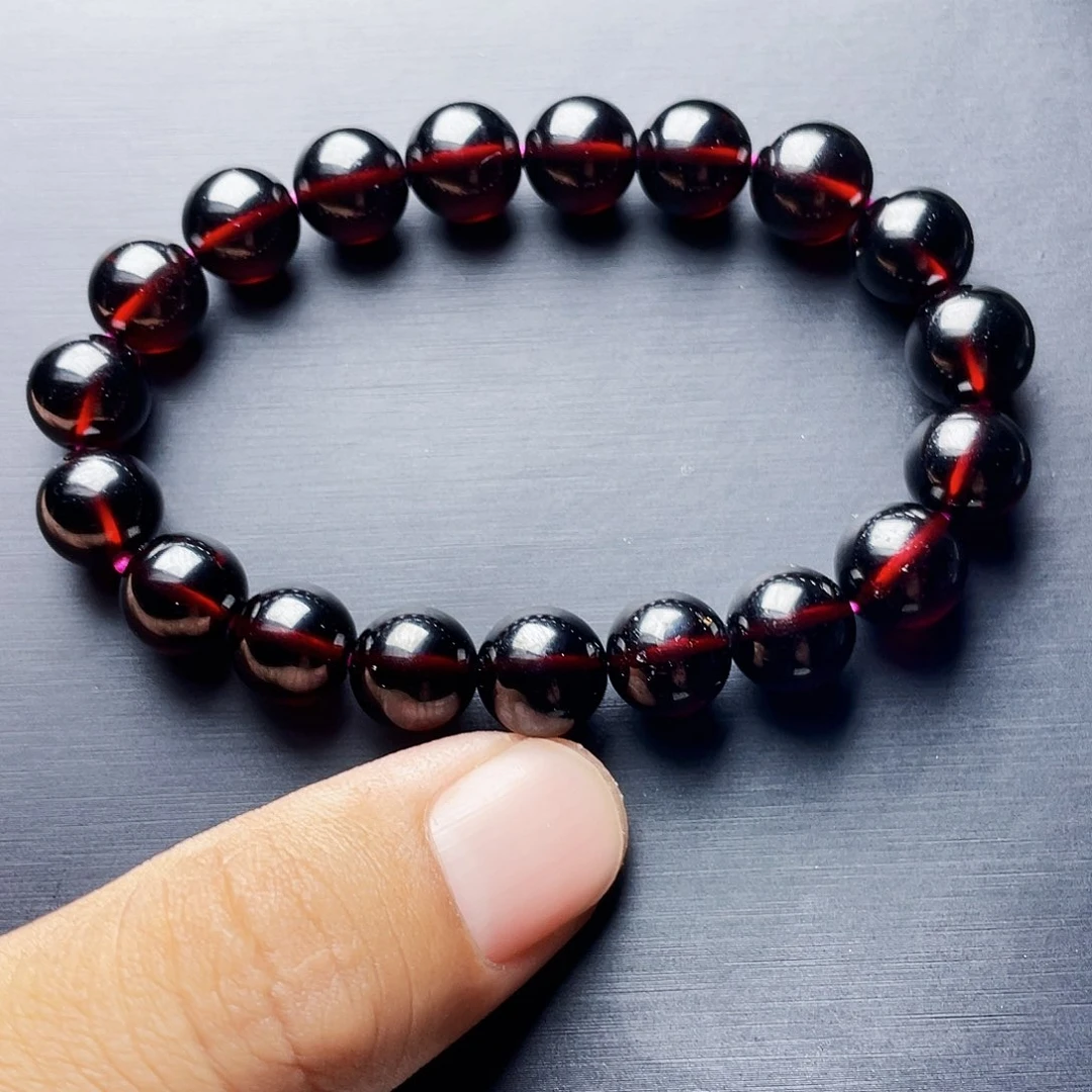 石榴石手链未镶嵌a****?10MM毕业级酒红单圈天花板