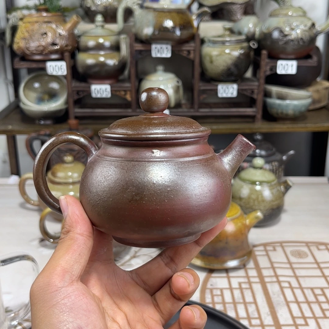 210cc紫泥柴烧潘壶，古法传承裸坯柴烧