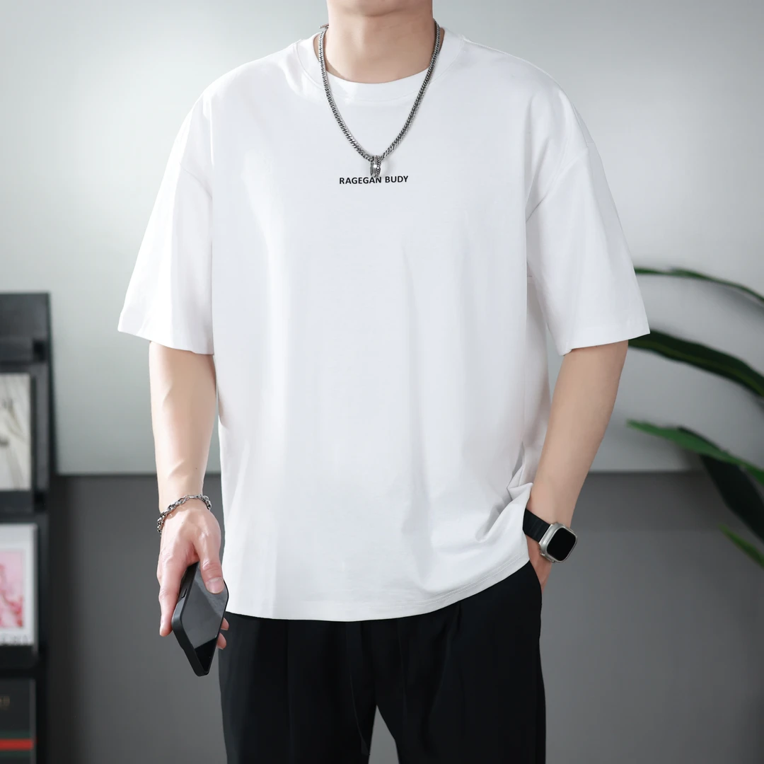 2025新款短袖夏季T恤薄款男士宽松半袖休闲百搭时尚简约运动上衣