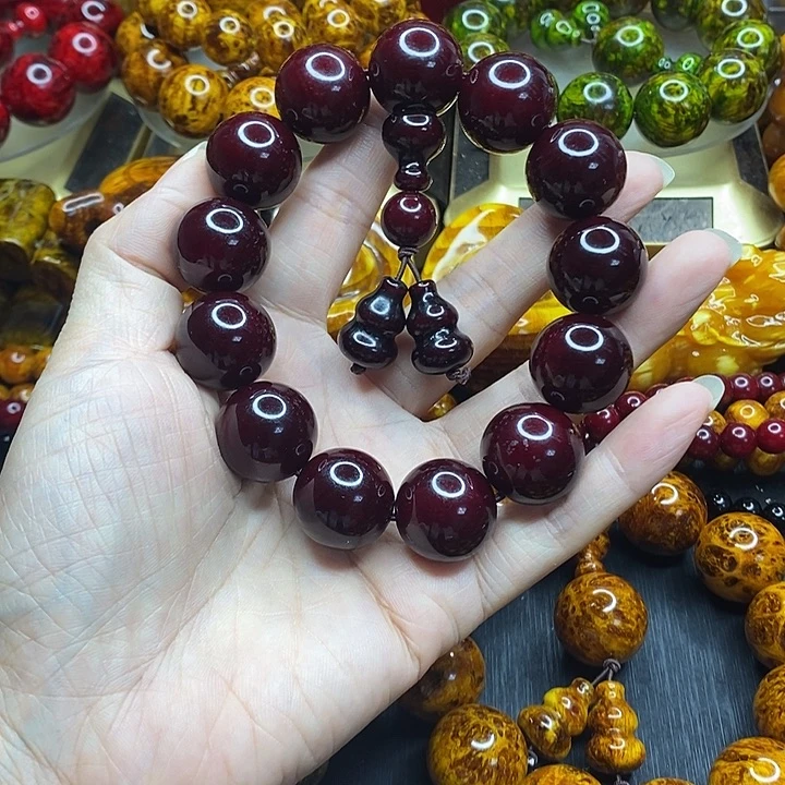 松木琥珀木文玩手串