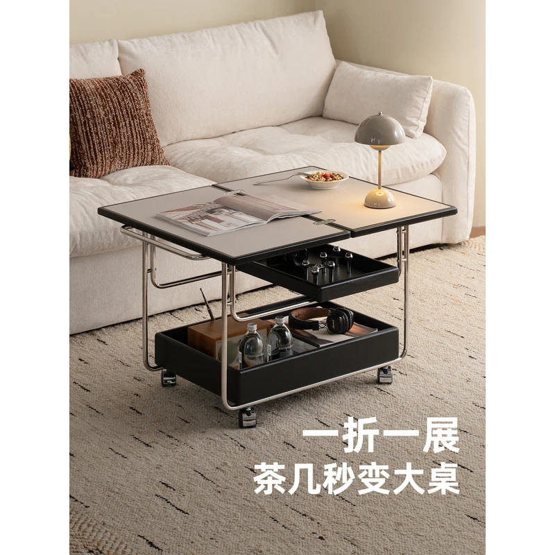 卷舒茶几-升降茶几折叠移动推车茶台茶桌小户型客厅多功能餐桌