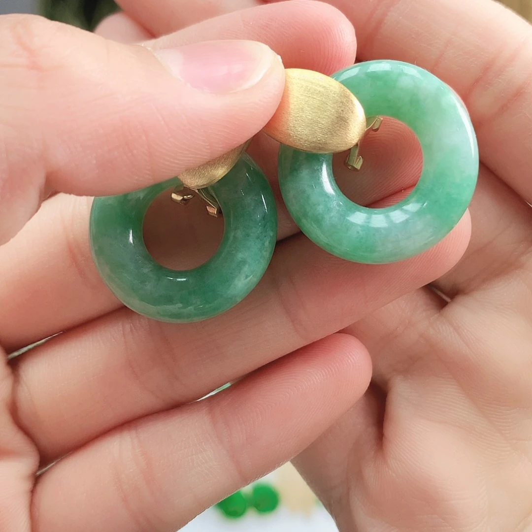 翡翠耳饰银S925镶嵌小*儿耳饰