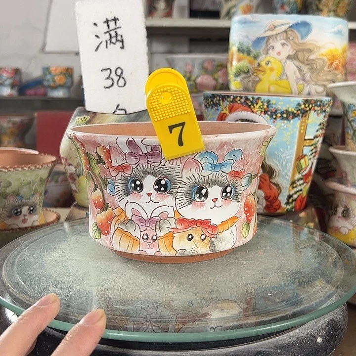 满38包邮 景德镇幸运花盆