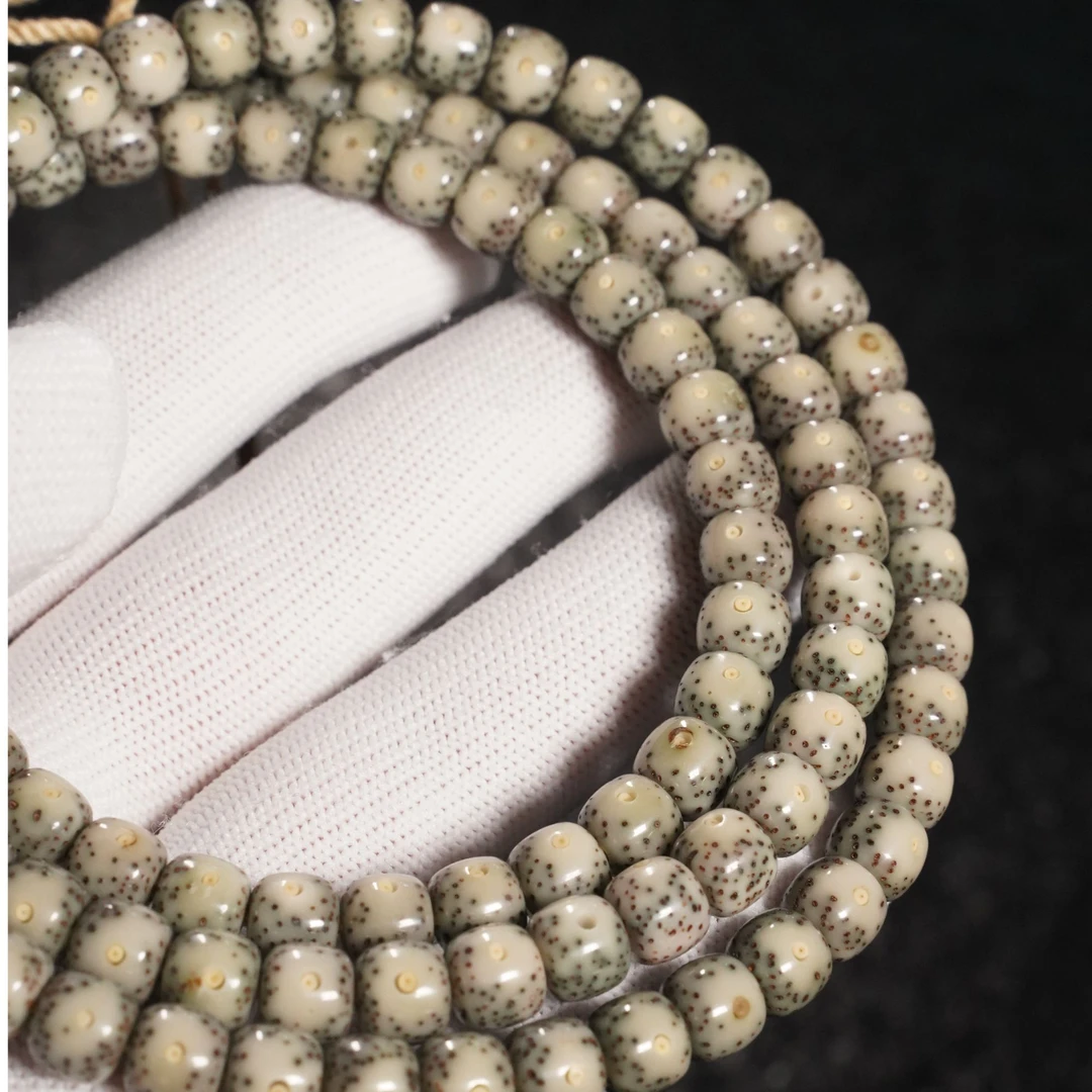 同枝果绿背108念珠长串87老型桶珠