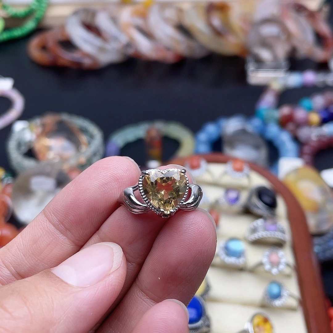 手链银S925镶嵌烟晶