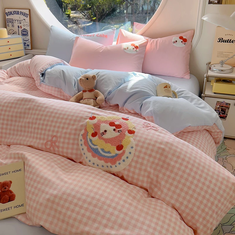 网红水洗棉公主风卡通四件套071蛋糕猫