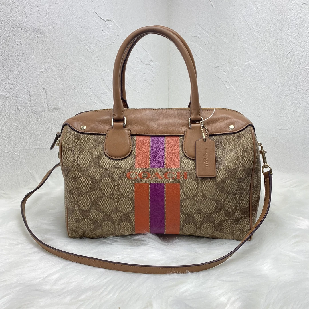 95新 COACH/蔻驰 经典老花PVC波士顿单肩手提斜挎包 SH-30258-A