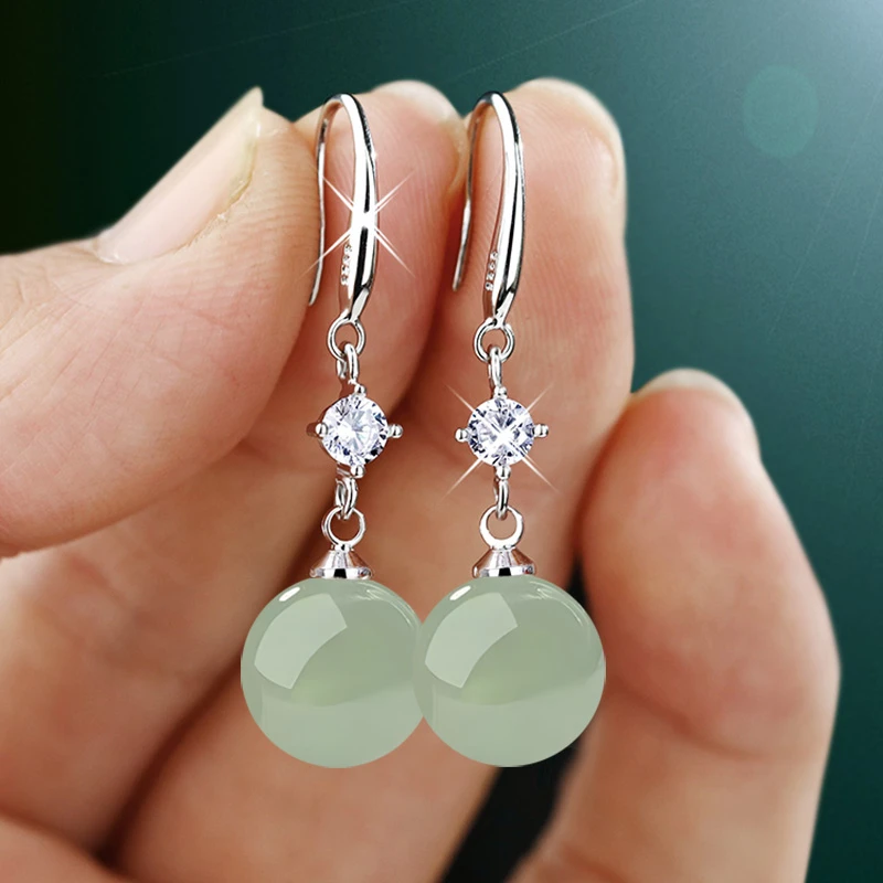 925银合成锆石耳饰 韩版耳钉女纯银耳钩防过敏耳坠耳环原创设计潮