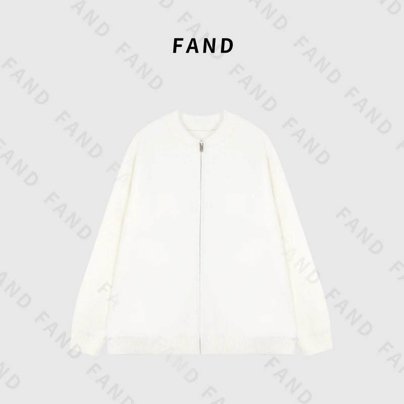 FAND品牌【小白人】秋冬时尚拼色纯色圆领开衫外套毛衣针织衫