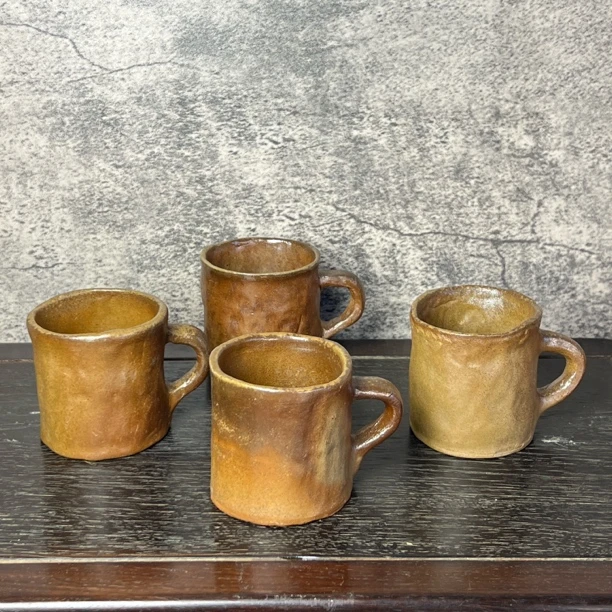 日本进口正品备前烧Shoko作马克杯四支(口6.5高7cm满水150ml)