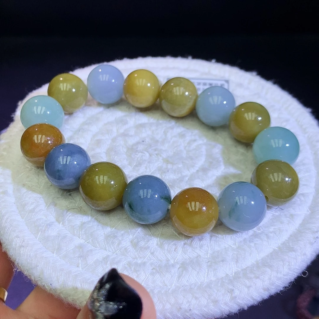 未镶嵌手链翡翠天然缅甸翡翠多宝手串卡13.5