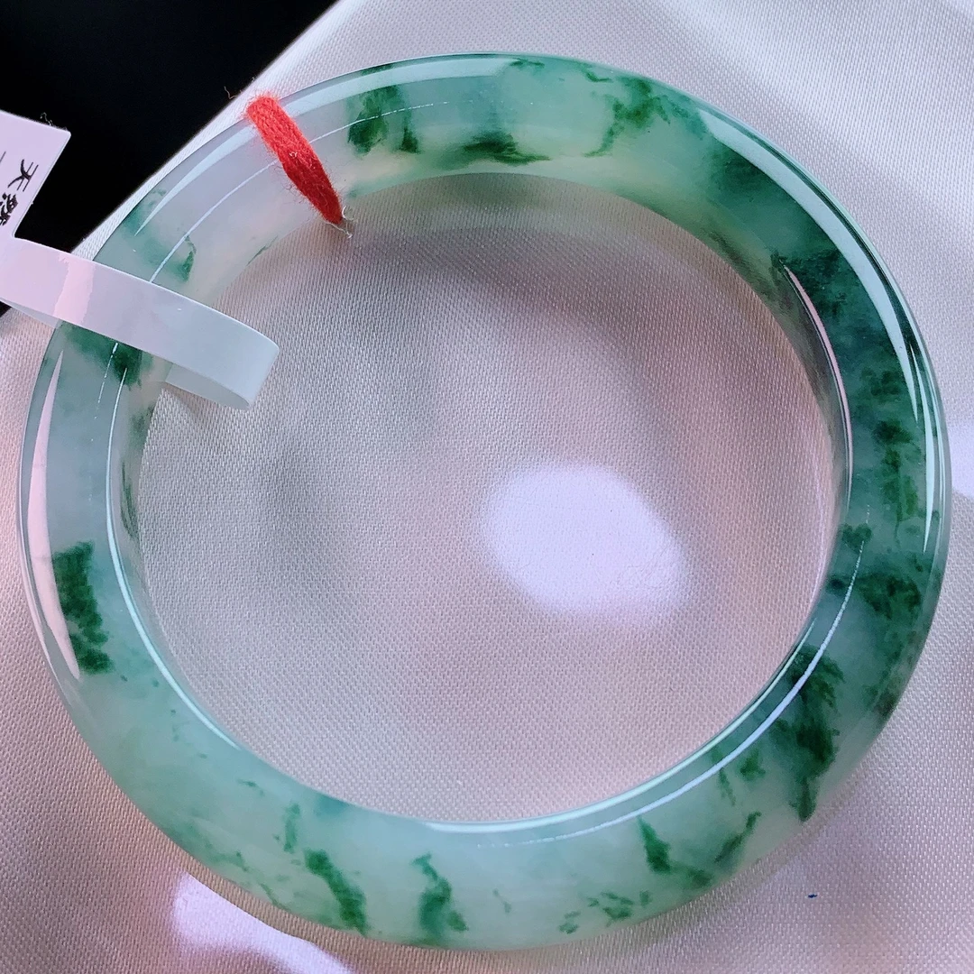 54圈满圈飘花小圈口翡翠手镯繁花似锦灵动飘逸缅甸天然A货翡翠