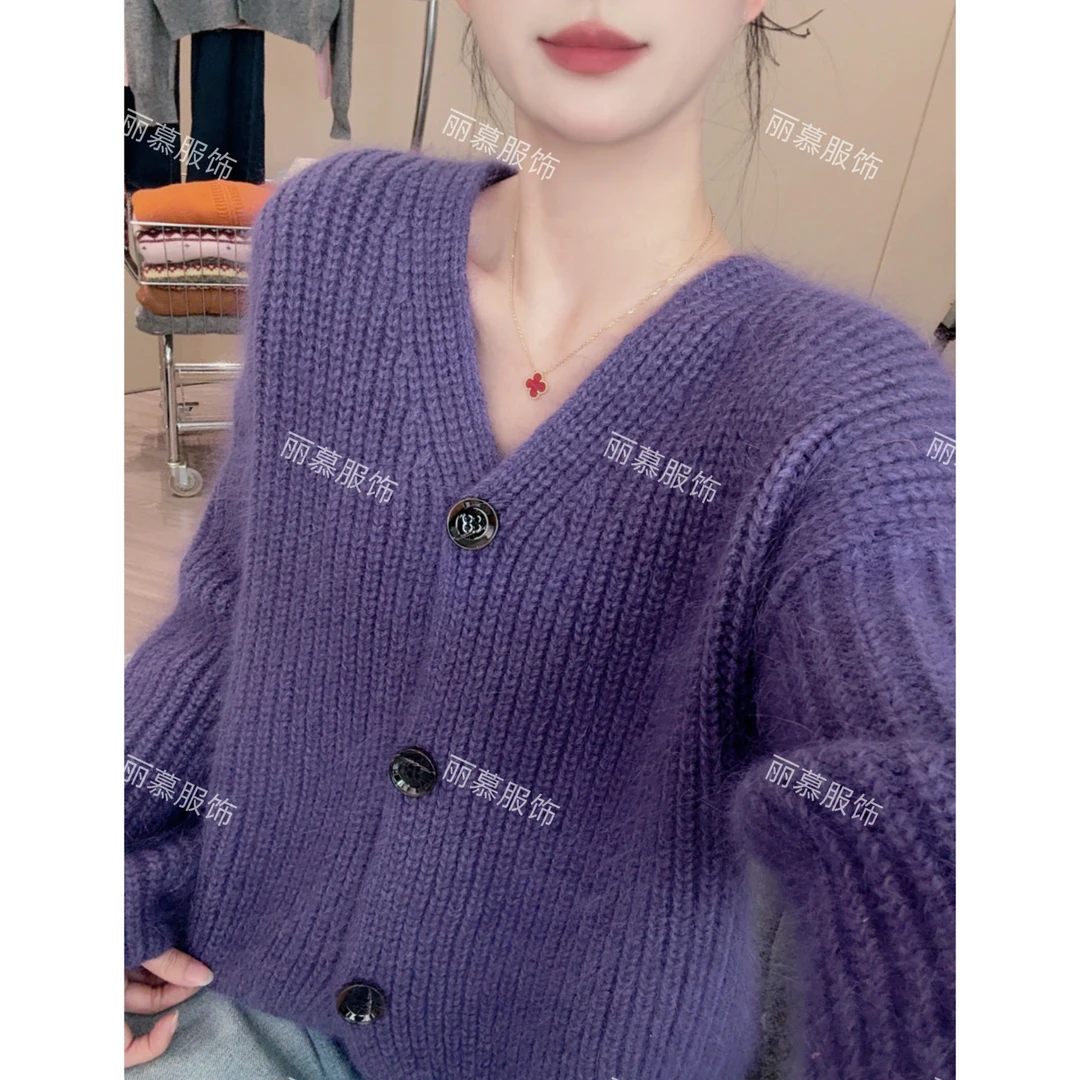【薰衣草的田野】韩版浣熊小个子慵懒风洋气显瘦针织开衫毛衣2171