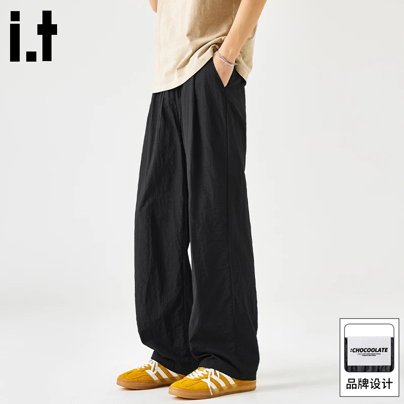 it :CHOCOOLATE冰丝休闲裤子男2025秋季薄款宽松直筒速干运动长裤