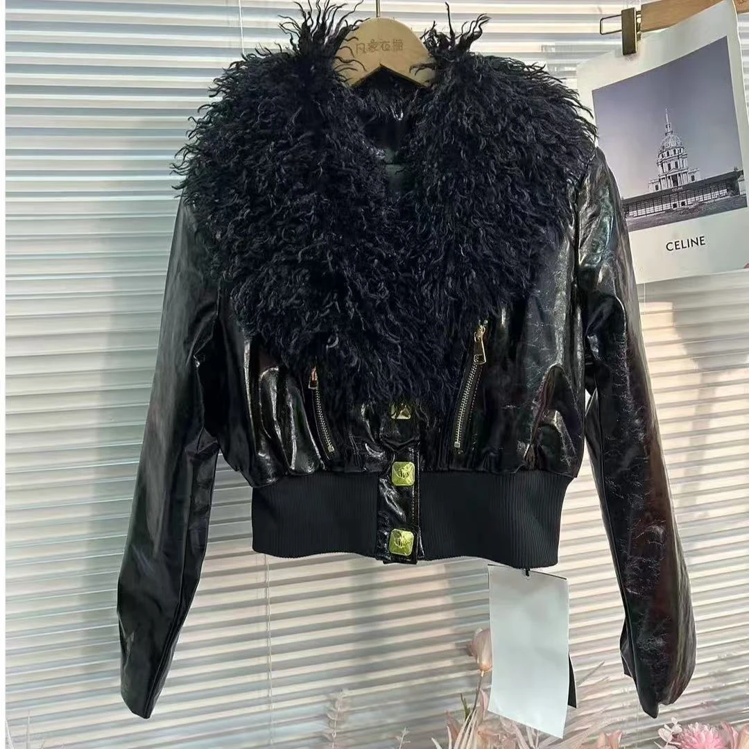 431【凡家衣橱】秋冬新款时尚气质洋气加棉短款皮衣