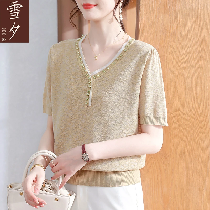 母亲节礼物妈妈夏装衣服2025新款短袖冰丝小衫中老年女装洋气t恤