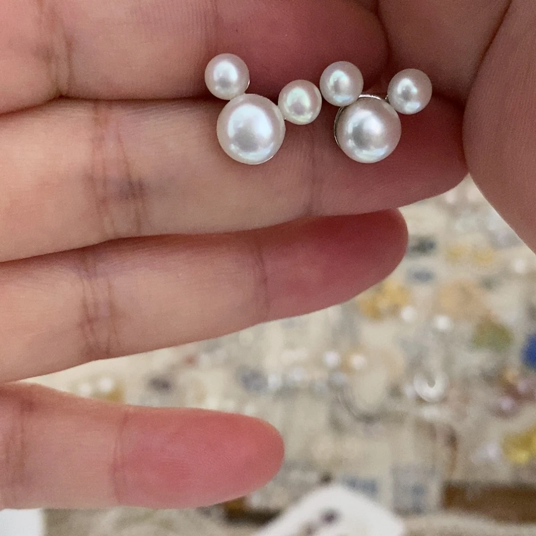 银S925镶嵌耳饰淡水珍珠