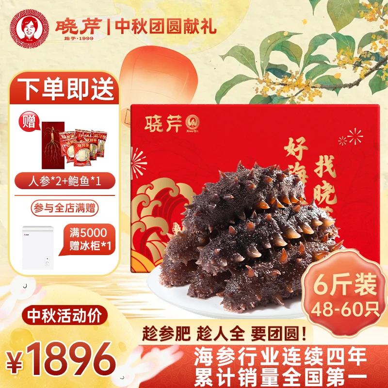 【中秋特惠】晓芹即食海参6斤48-60头正宗大连辽刺参孕妇老人滋补