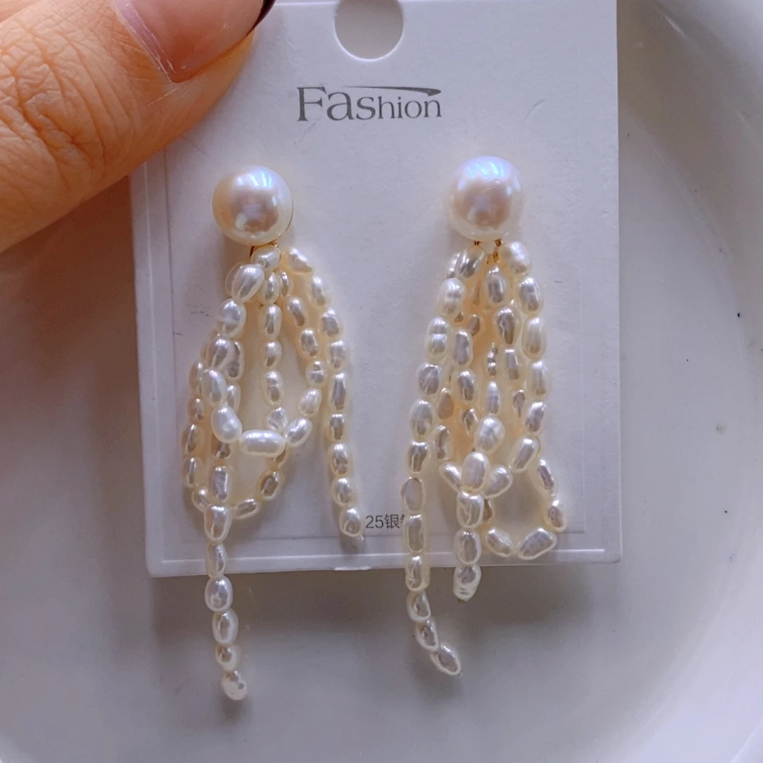 银S925镶嵌耳饰淡水珍珠