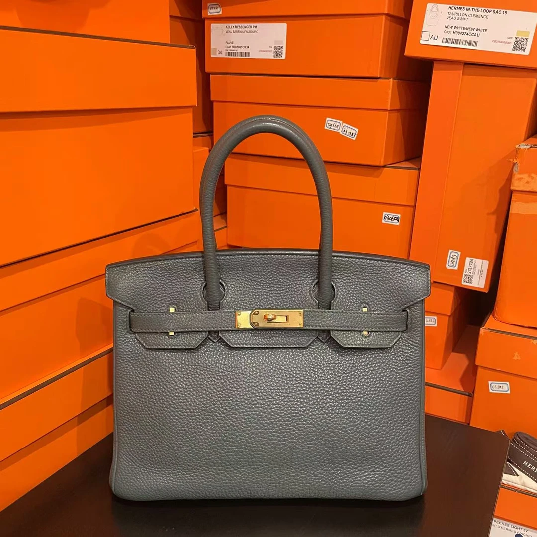 95新 Hermes/爱马仕 birkin 30 框Q togo  风暴蓝0112m0