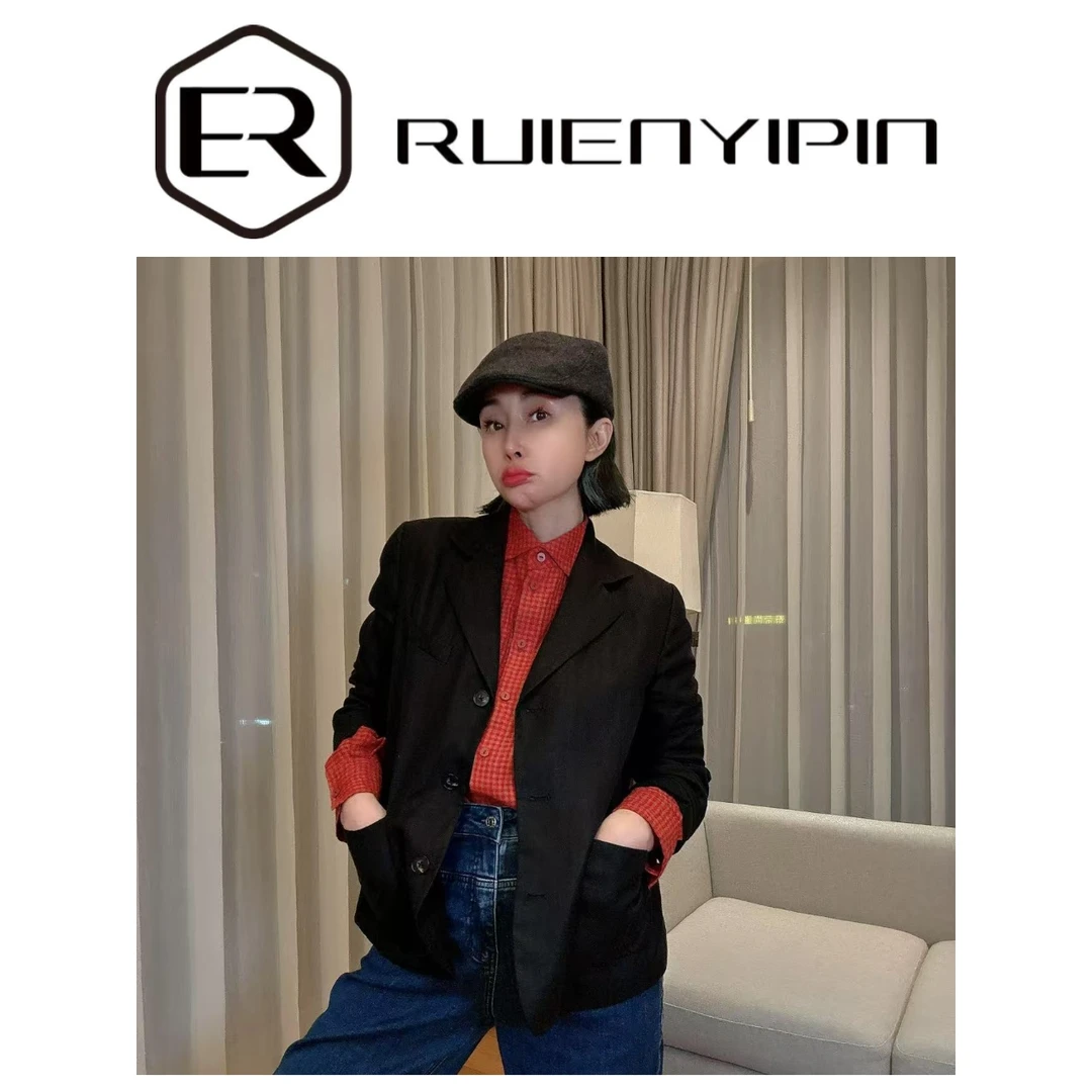 7489#【炫妈】人字纹双口袋西装 设计时尚女装*