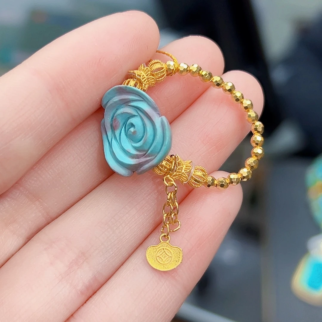 绿松石珠宝奇石18K金镶嵌