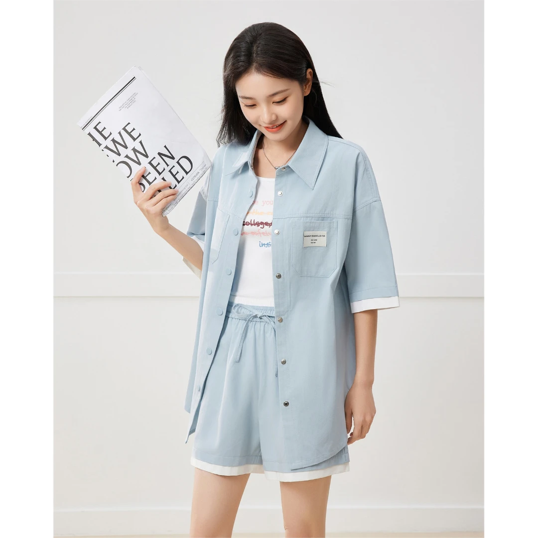 IEF/爱依服时尚套装2025夏季新款韩版时尚休闲运动风里外三件套裤