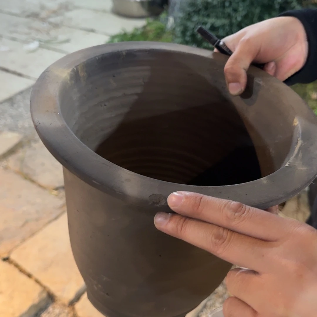 用***1金坛手工瓦盆九寸金中微微瑕