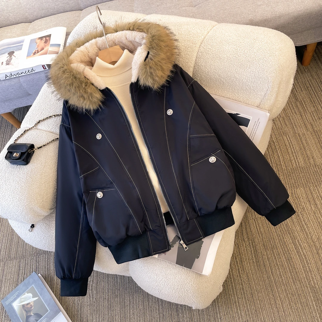 棉服女冬季2025新款爆款超好看派克棉衣外套加绒厚保暖大毛领棉袄