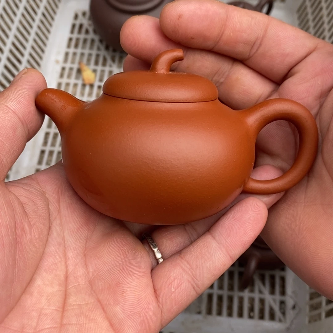 紫砂茶壶老朱泥扭瓜120cc