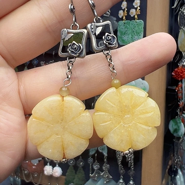 翡翠银S925镶嵌耳饰