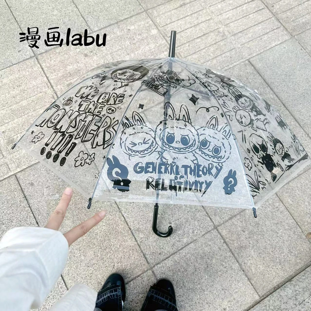 Labubu拉布布透明全自动男女雨伞卡通动漫可爱折叠加厚小清新学生
