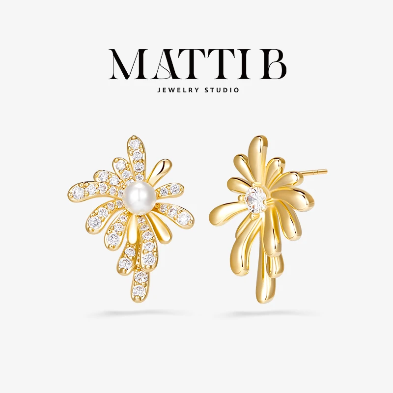 铜合金合成锆石耳饰 小众设计高级感独特气质新款烟花耳钉女1919