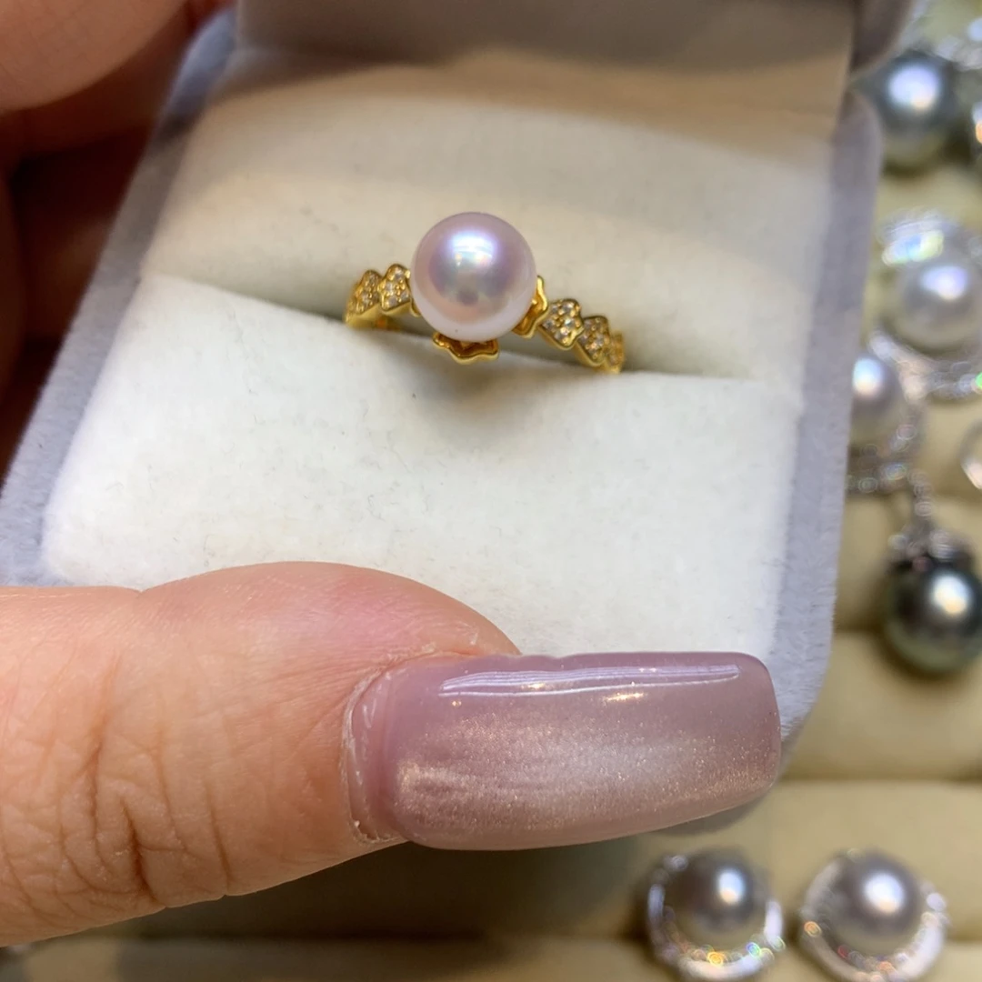 银S925镶嵌戒指海水珍珠