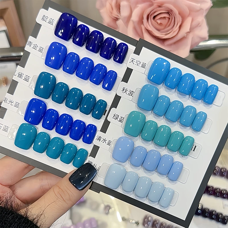 【蓝】DT原创设计师纯手工穿戴甲美甲