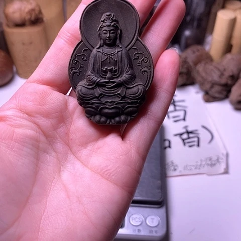 檀香木吊坠檀香阴沉观姐姐无事牌